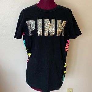 PINK Victoria’s Secret sequin side logo T-shirt, XS